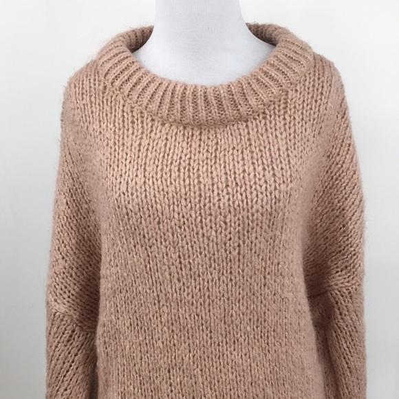Zara Knit Sweater Womens Small Blush Pink Knit Acrylic Pullover Cozy Mohair Wool - Picture 2 of 14